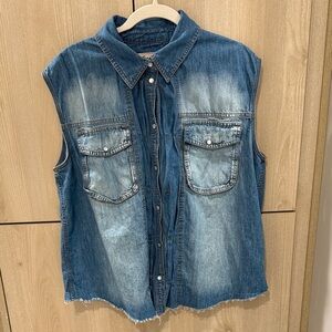 free people (We The Free) Blue Denim Vest